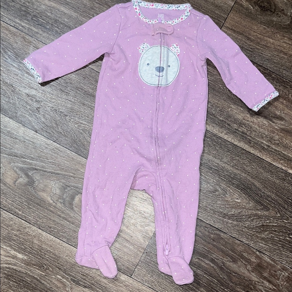 Lavender Bear Waffle Footie